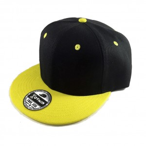 嘻哈帽素帽-黑黃拼接帽(可調節)