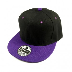嘻哈帽素帽-黑紫拼接帽(可調節)