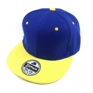 嘻哈帽素帽-藍黃拼接帽(可調節)