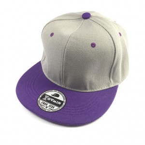 嘻哈帽素帽-灰紫拼接帽(可調節)