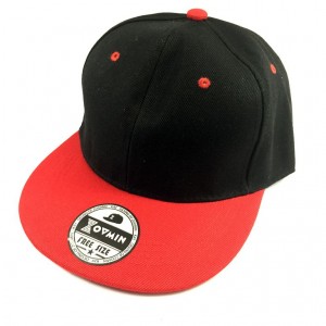 嘻哈帽素帽-黑紅拼接帽(可調節)