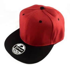 嘻哈帽素帽-紅黑拼接帽(可調節)