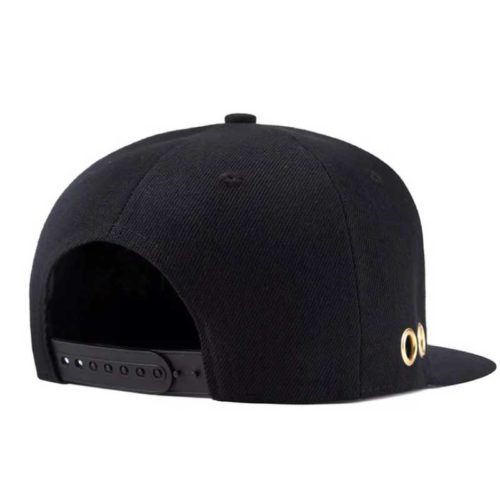韓風嘻哈帽素帽-金屬環黑帽(可調節)